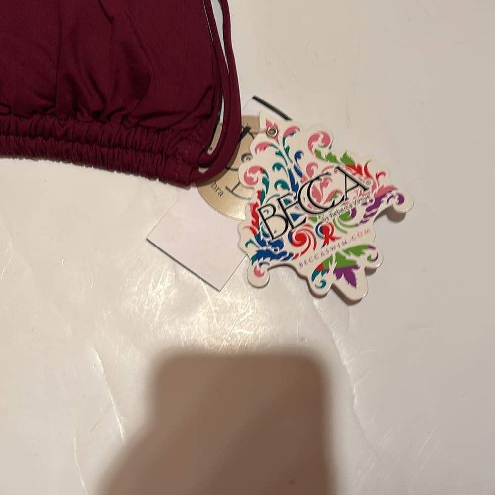 NWT BECCA Deep Burgundy Bikini Top DD swim swimsuit top - Picture 3 of 8